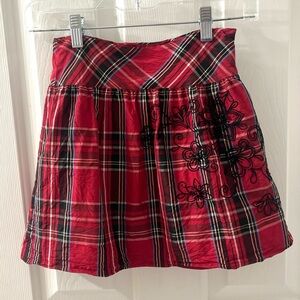 Talbots Kids Silk Red Tartan Plaid Christmas A-line Pleated Skirt Girls Size 7